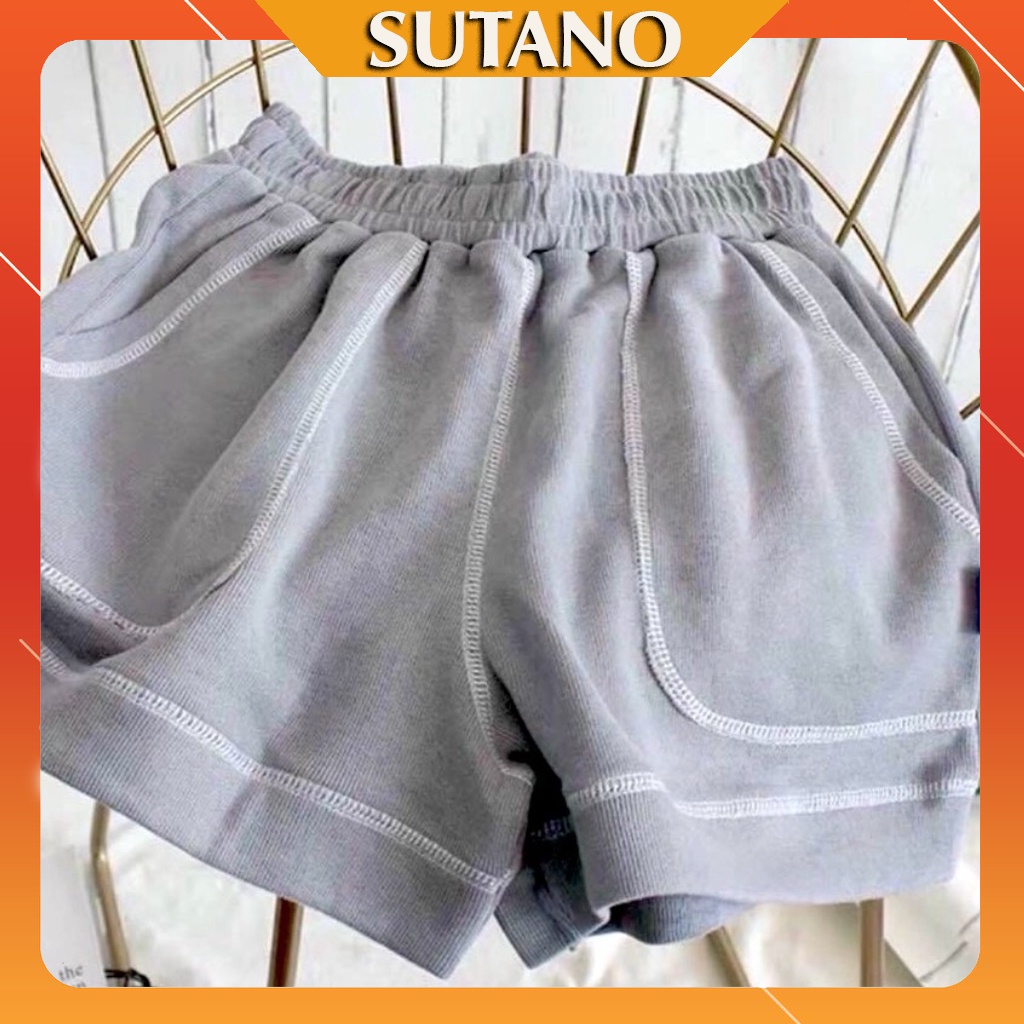 Quần Short  đùi nữ chỉ nổi SUTANO chạy viền dáng suông, thun trơn nhiều màu Q400 | BigBuy360 - bigbuy360.vn