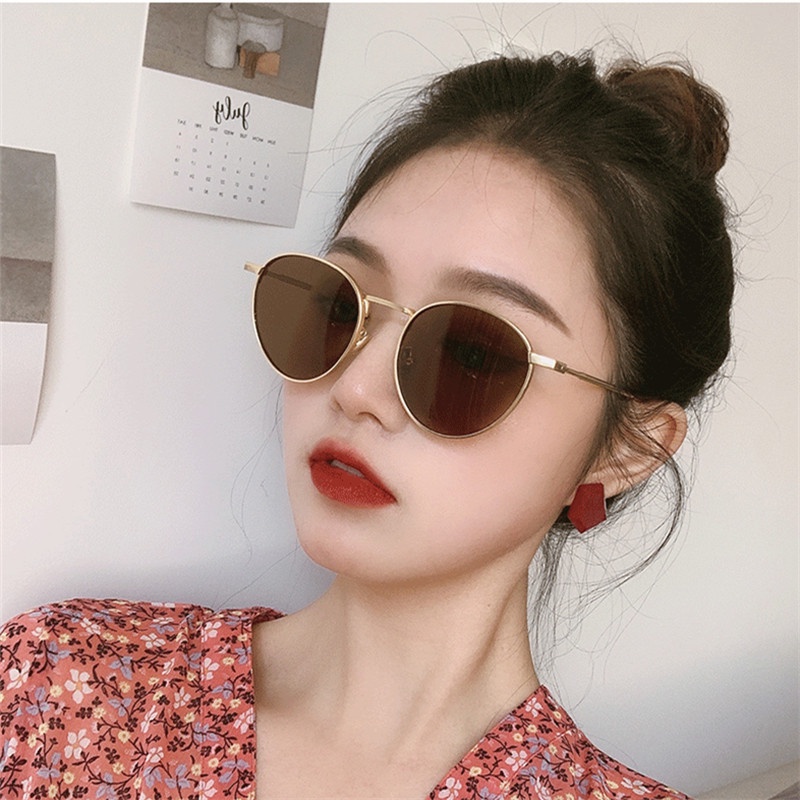 (KIQI-FASHION) COD Kính mát gọng tròn phong cách retro thời trang cho nữ