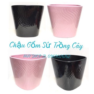 CHẬU MEN SỨ TRỒNG CÂY - CHẬU GỐM SỨ VUÔNG VÂN GỖ