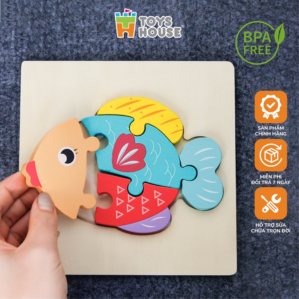 Đồ chơi ghép hình gỗ 3D - đồ chơi gỗ thông minh ToysHouse hình cá con