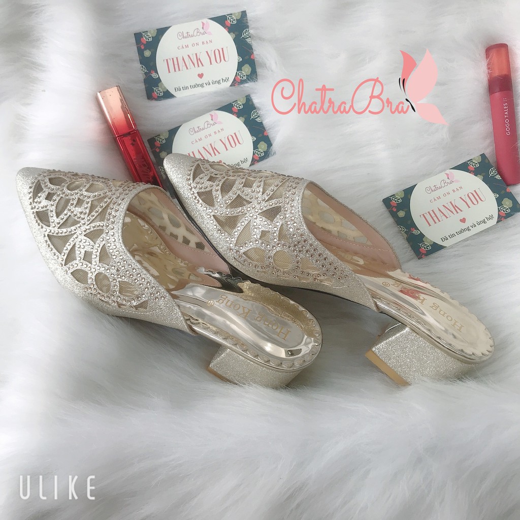 Dép sục hoa sen kim tuyến sang trọng