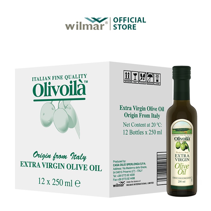 [SenXanh Emart] Thùng 12 chai Dầu Oliu nguyên chất Olivoilà Extra Virgin 250ml