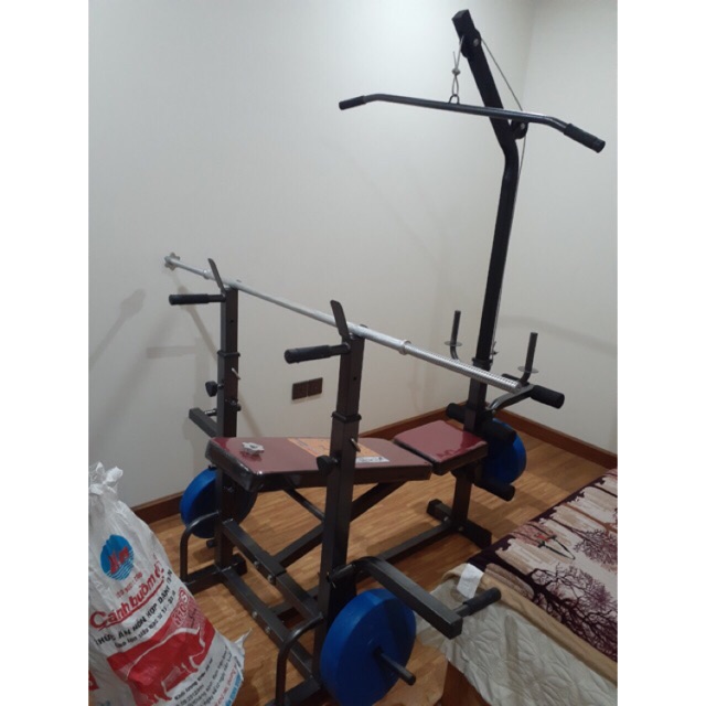 combo ghế tập tạ đa năng Hoàng Đức sport xuki kèm đòn tạ 1,5m và 50kg tạ nhựa 0968417433