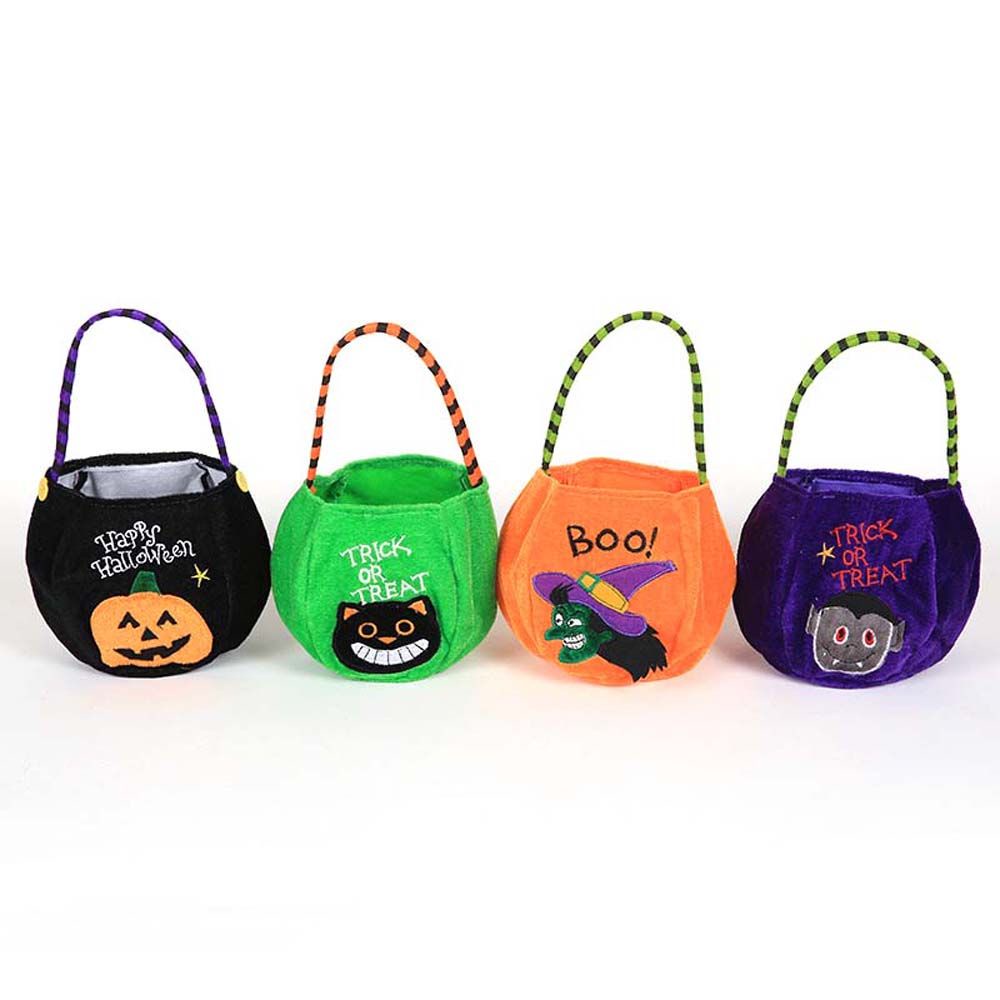 Túi đựng kẹo hình quả bí ngô nhiều màu sắc trang trí halloween cho bé