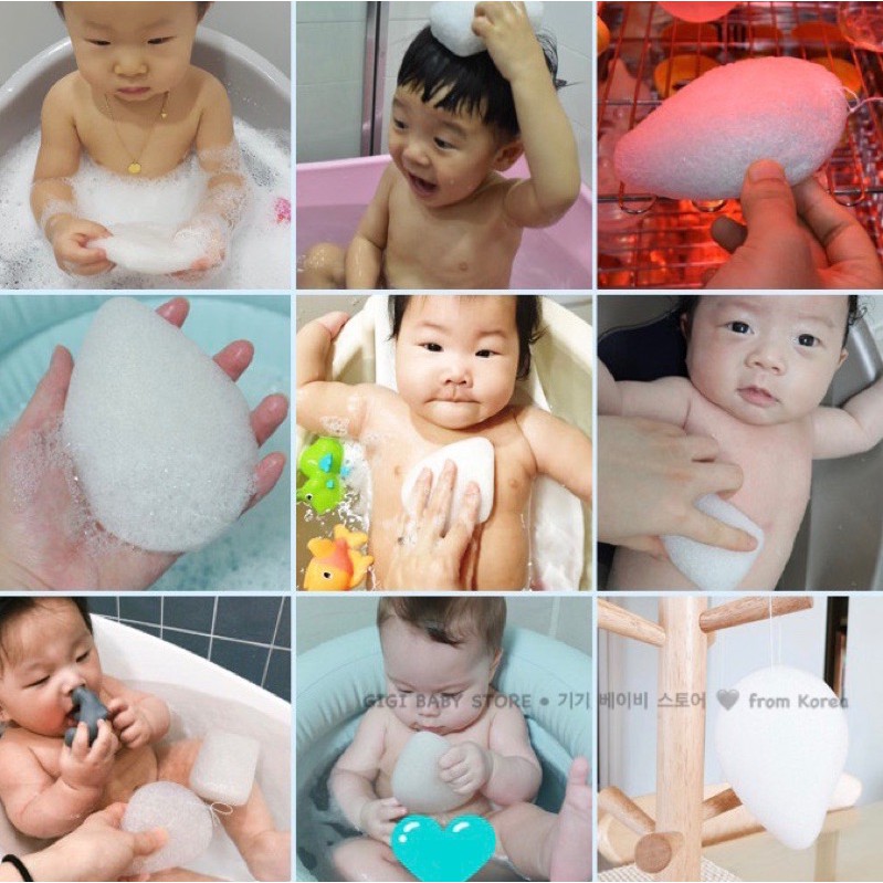 <건조형> Bông tắm hữu cơ bọt biển Murmur Baby Pure Konjac <sơ sinh/trẻ em> made in korea