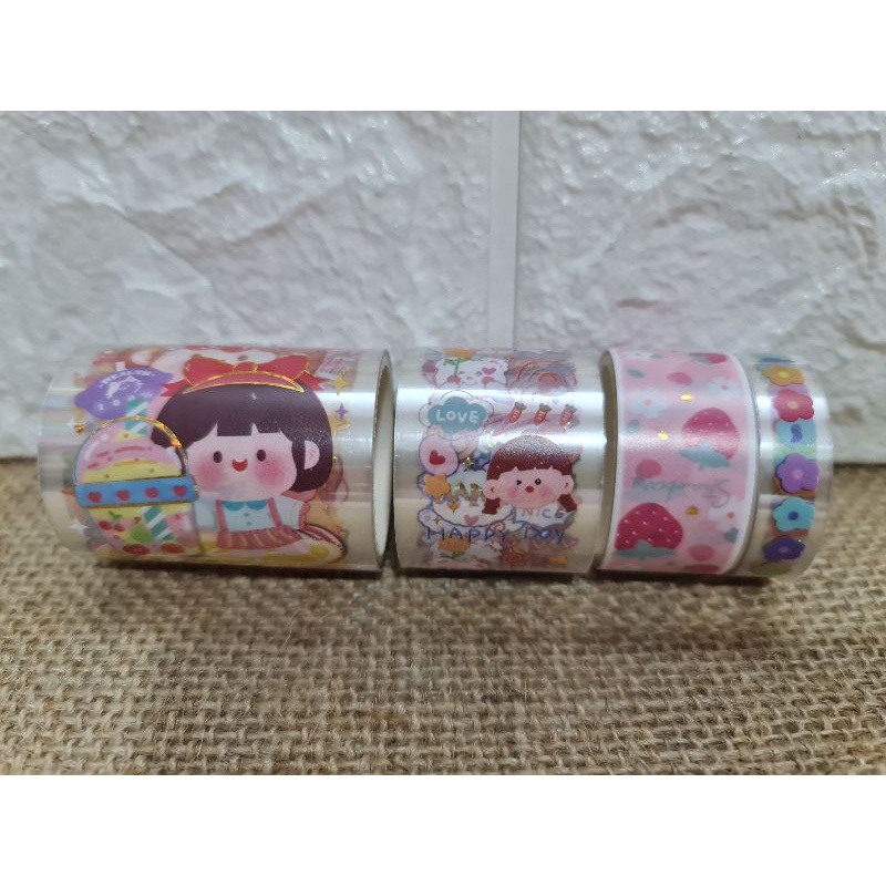 Set 4 cuộn washitape- sticker trong suốt nhiều size từ khổng lồ đến size vừa, mẫu đẹp