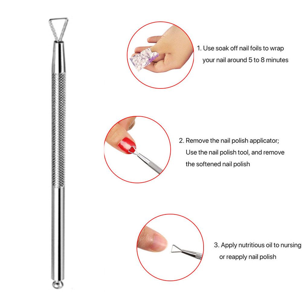 Bộ 2 Dụng Cụ Tẩy Sơn Móng Tay Hai Đầu Bằng Thép Không Gỉ Thời Trang<br>