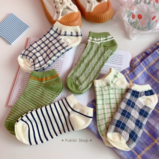 TẤT COTTON KẺ SỌC, CARO PHONG CÁCH HÀN QUỐC