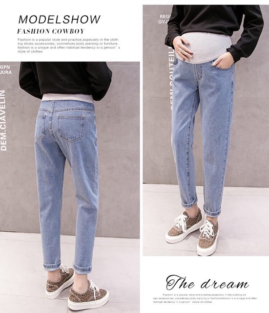 🤰quần denim dáng dài cho mẹ bầu-hàng quảng châu đẹp( sẵn hàng giao ngay )