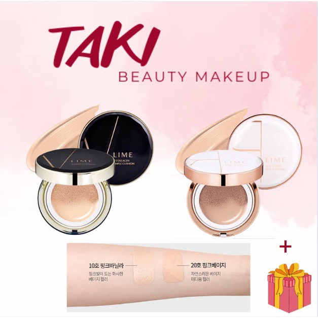 Phấn Nước Lime - Phấn Nước Kiềm Dầu,Che Phủ Tốt Lime Real Cover Pink + V Collagen Ample Cushion SPF50+ PA+++(10- 20)