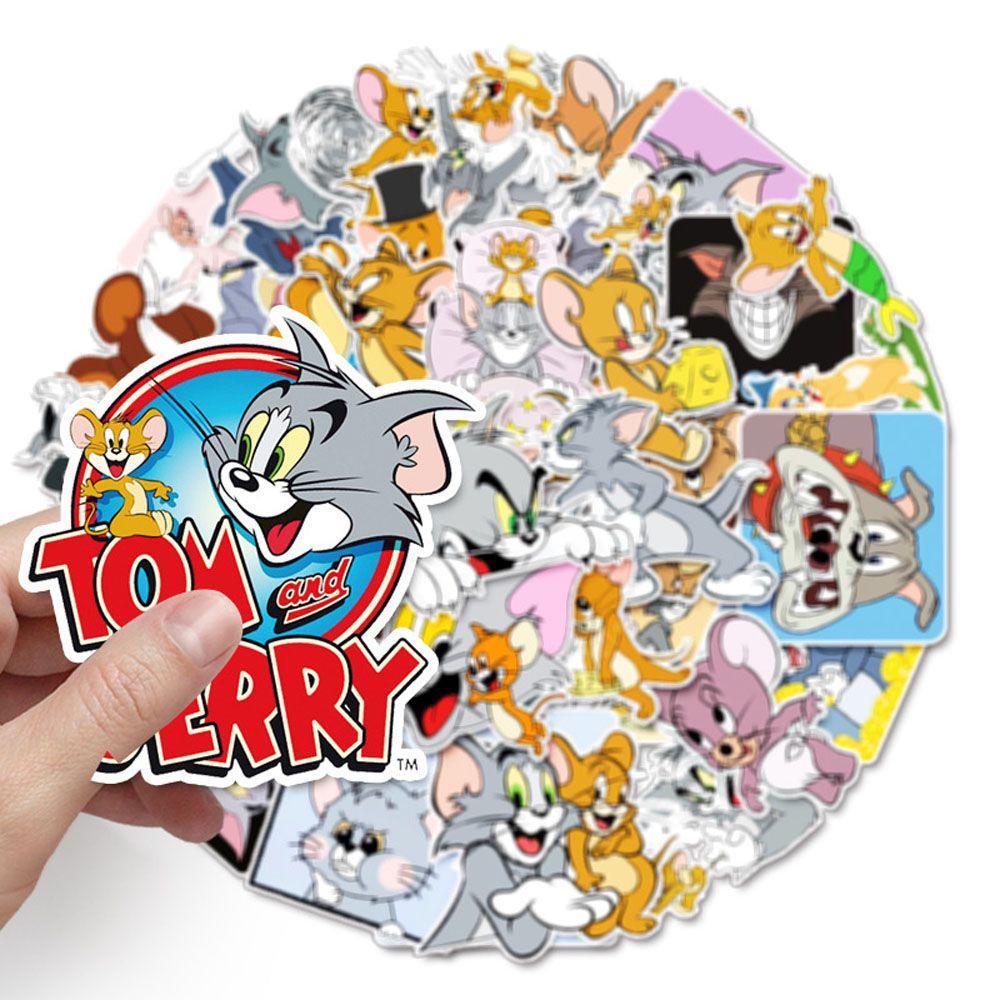 Bộ 50 Miếng Dán Trang Trí Hình Tom &amp; Jerry Phong Cách Hoạt Hình