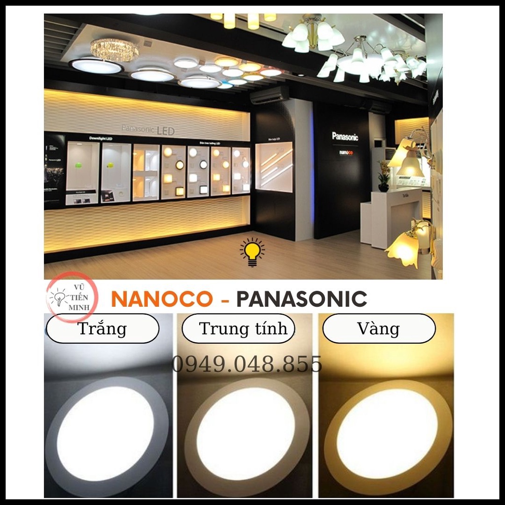 Đèn LED âm trần 9W, 6W, 12W siêu mỏng Panasonic - Nanoco 1 chế độ trắng, 3 chế độ màu - Hàng chính hãng - bảo hành đổi m