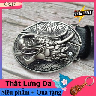 Thắt lưng da nam - Kiểu khóa đinh cài - da PU - Dây dài 1,2m - Mặt dây khắc hình rất đẹp - quà tặng hấp dẫn