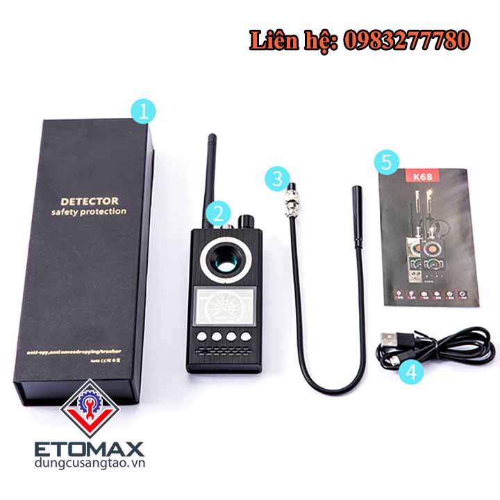 Máy Dò Sóng Phát Hiện Nghe Lén, Dò Tìm Định Vị GPS K68, Dò Tìm Chuyên Nghiệp