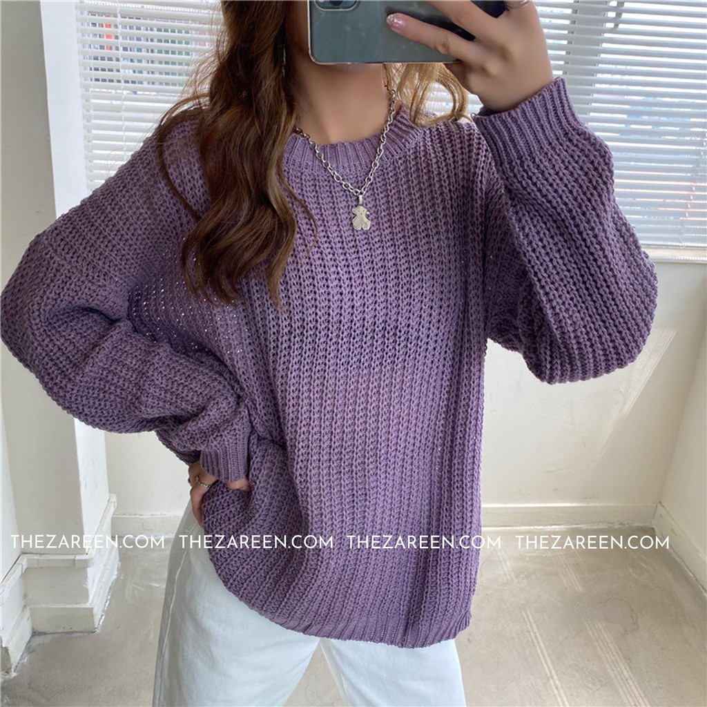 ÁO LEN BASIC TAY DÀI ZAREEN LEN23 TÍM | BigBuy360 - bigbuy360.vn