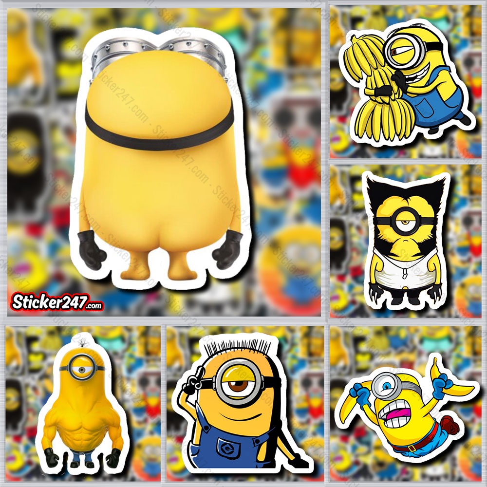Sticker Minion 𝑭𝒓𝒆𝒆𝒔𝒉𝒊𝒑 Sticker Dán Mũ Bảo Hiểm Minions, Dán Vali, Đàn Guitar - Hình Dán Chống Thấm Nước - Cắt sẵn