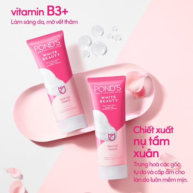 Sữa Rửa Mặt Pond's mới 3X sáng mướt với Niacinamide và Vitamin C, không gây khô da 100g | BigBuy360 - bigbuy360.vn