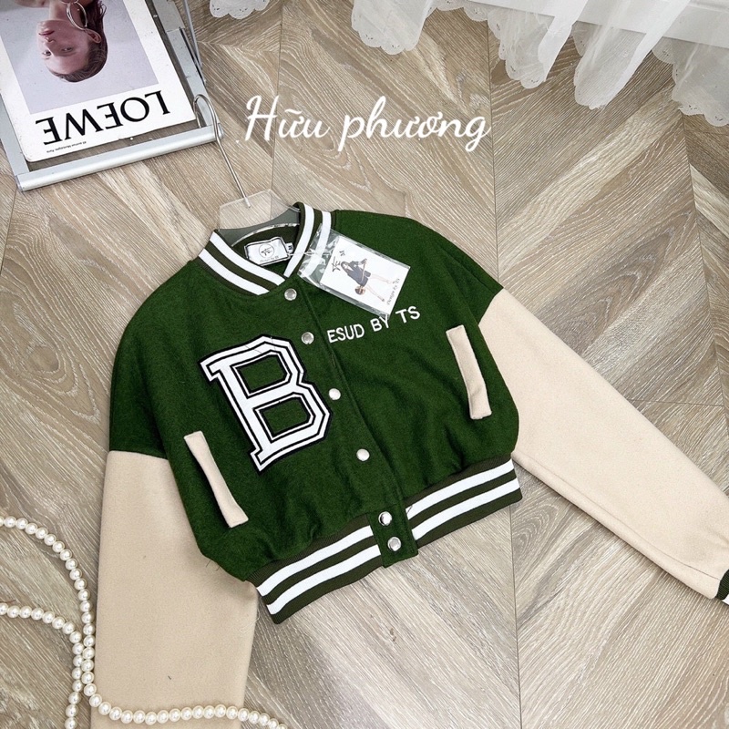 Áo bomber dạ chữ B