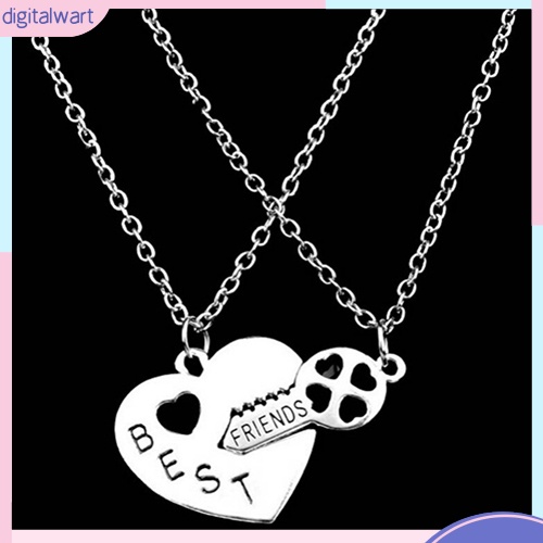 Set 2 Dây Chuyền Tình Bạn Mặt Trái Tim Và Chìa Khóa Khắc Chữ Best Friend Forever