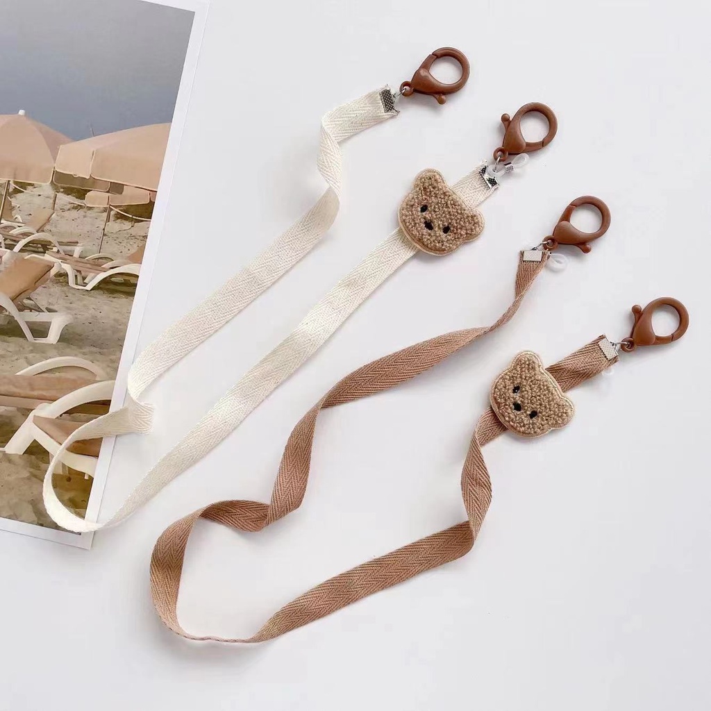Dây Đeo Mắt Kính Bằng Vải Họa Tiết Gấu Nâu Hoạt Hình Phong Cách Mới Đáng Yêu