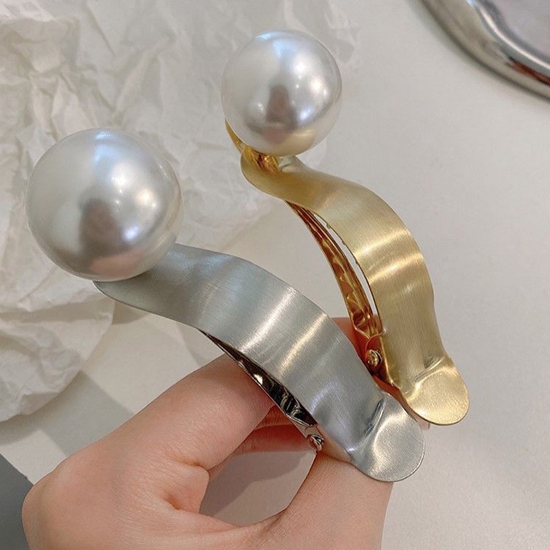 Kẹp Tóc Cá Mập Bằng Kim Loại Đính Ngọc Trai Giả Thanh Lịch Sáng Tạo Dành Cho Nữ