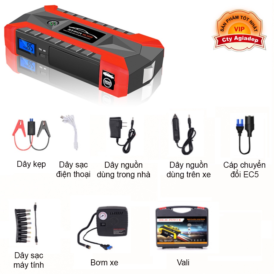 Bộ đề nổ máy oto xe hơi AGD cứu hộ oto thay dây câu kích bình acqui