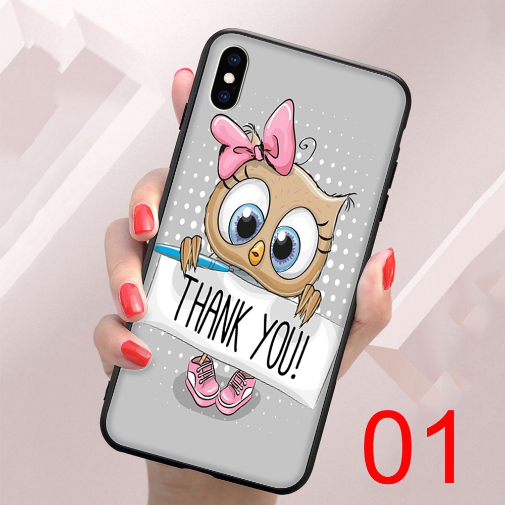 Ốp Lưng Mềm In Hình Chim Cú Đáng Yêu Cho Iphone 8 7 6 6s 5 5s Se Plus X Xs Max