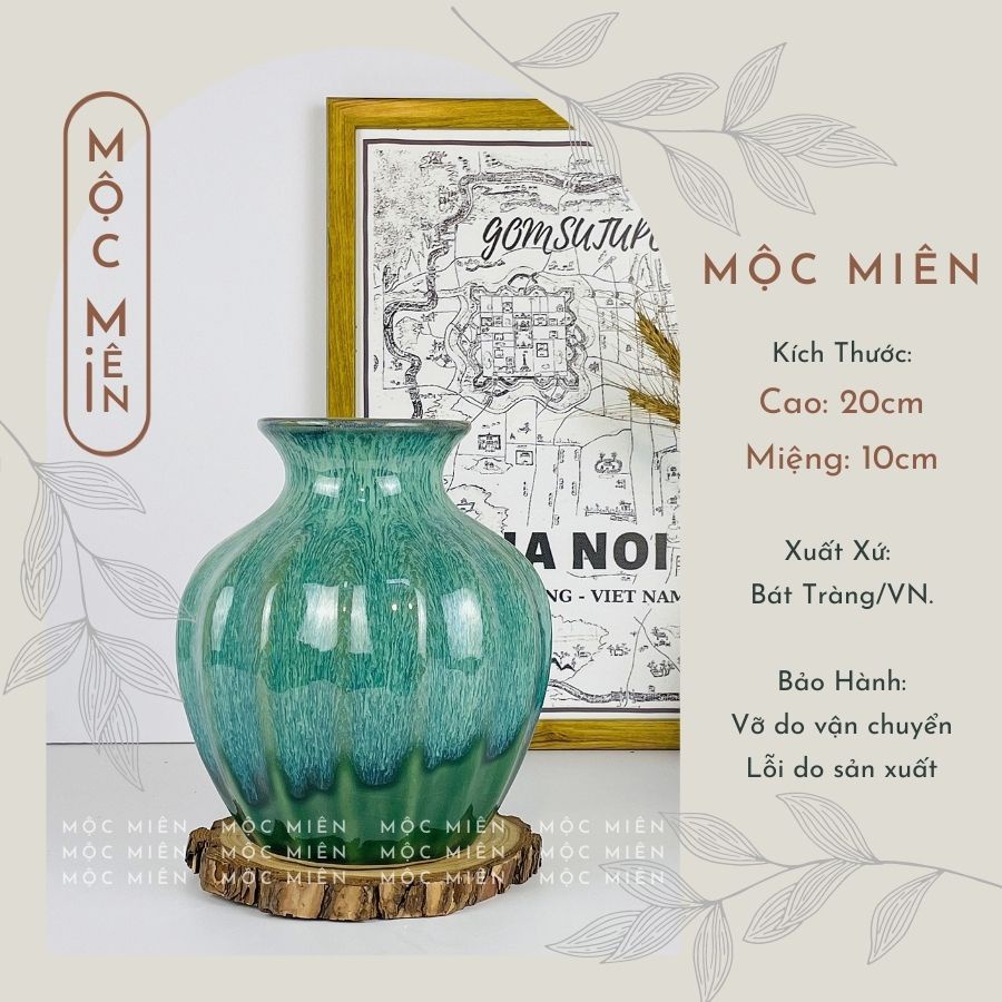 Bình hoa gốm sứ men Bạch Ngọc cỡ Nhỡ nhiều mẫu lọ hoa decor trang trí, Mộc Miên, Gốm Sứ Bát Tràng
