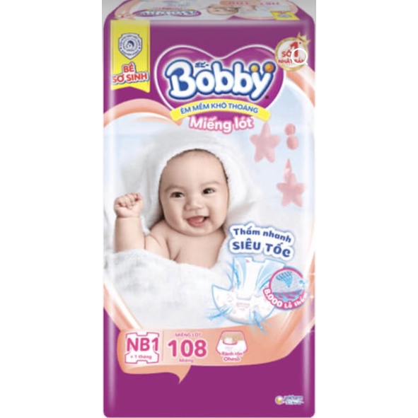 [Tặng Thêm 9 Miếng] Tả Bobby Miếng Lót Sơ Sinh Newborn 1- 108 + Hàng Chính Hãng + Mevabeheocon123