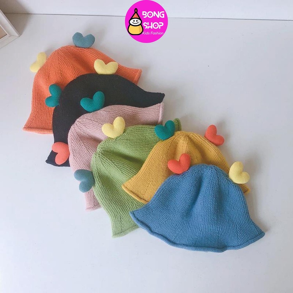Mũ len trái tim cho bé trai bé gái từ 1-2 tuổi