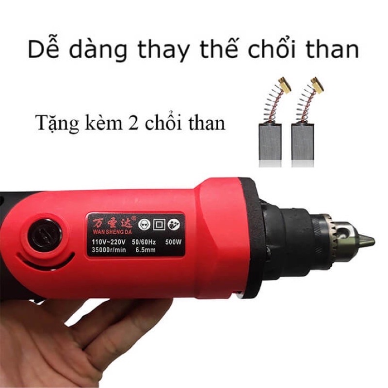 Máy mài khuôn đa năng cầm tay công suất 500W, máy mài khắc mini + Tặng kèm 2 chổi than