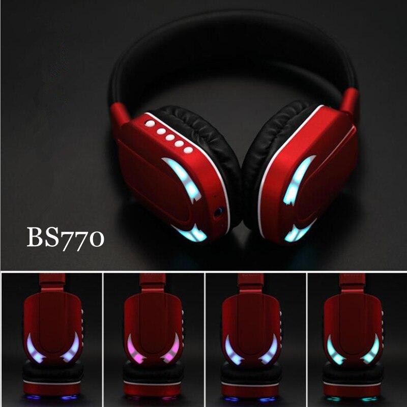 Tai nghe chụp tai BS770 không dây có đèn LED cao cấp - nháy theo điệu nhạc ( màu đỏ)