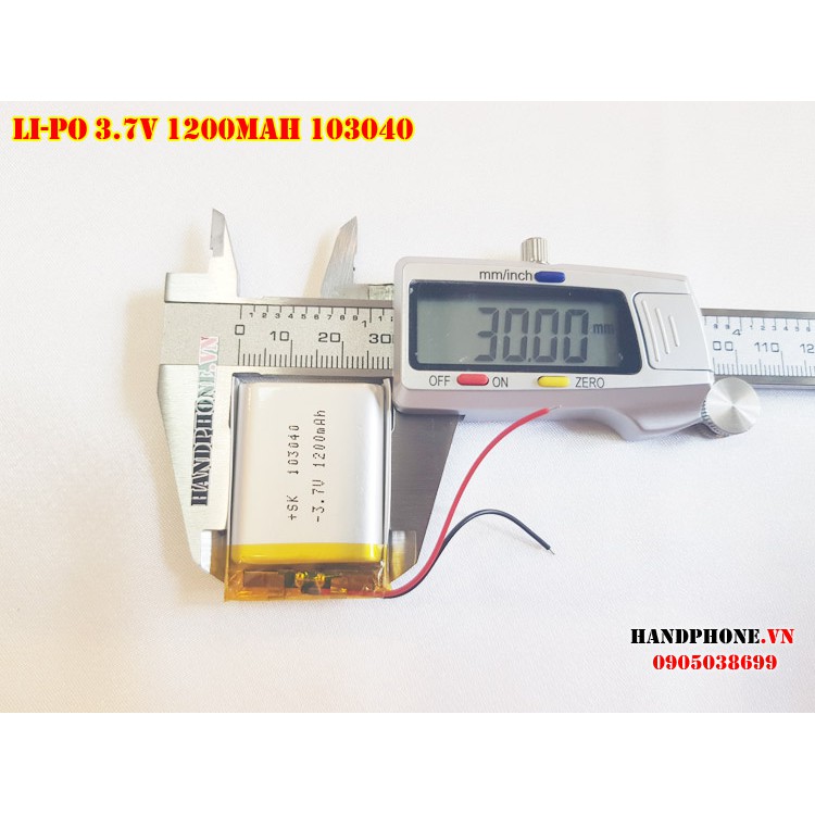 Pin Li-Po 3.7V 103040 1200mAh (Lithium Polyme)  cho loa Bluetooth, Định vị GPS, Camera hành trình loại 2 dây,3 dây