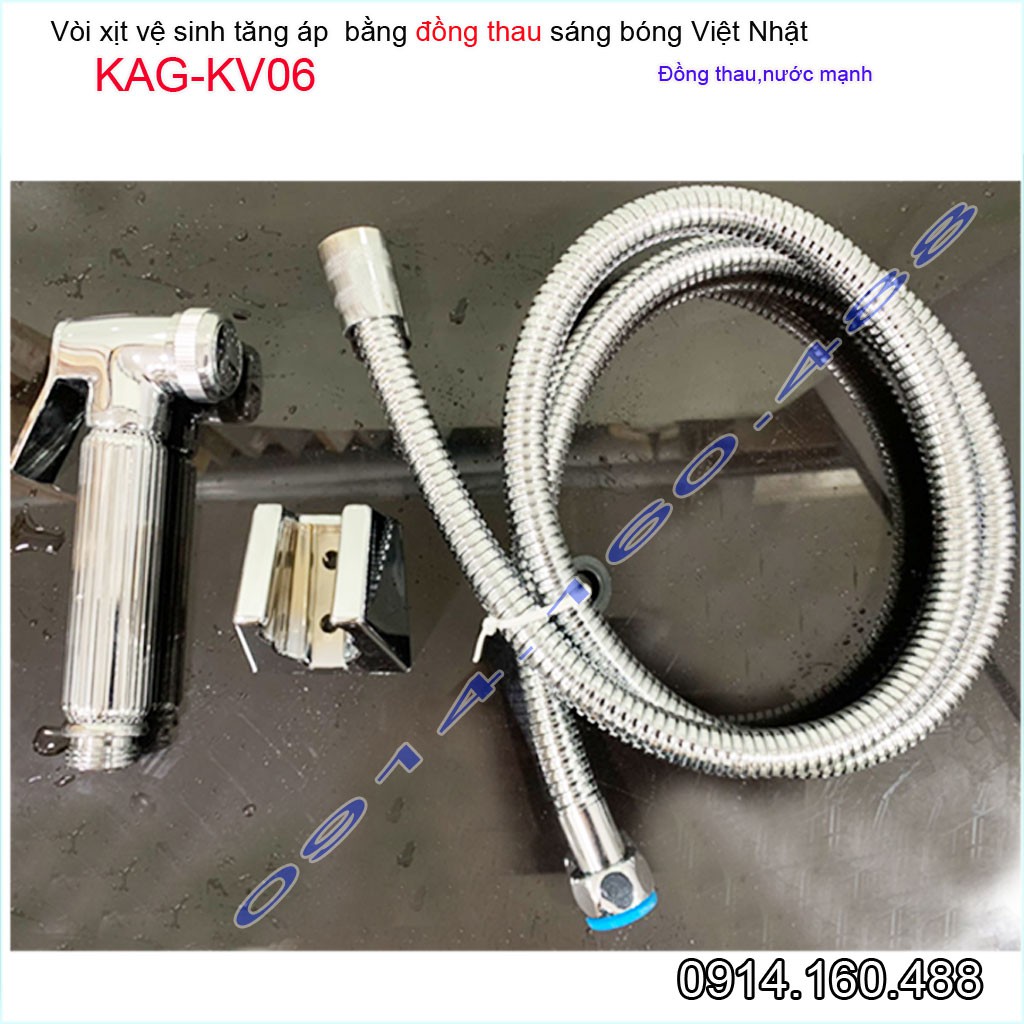 Vòi xịt vệ sinh Việt Nhật Kace KAG-KV06 Chrome, Vòi rửa nhà tắm đồng chuyên dùng cho resort tia phun mạnh sử dụng tốt