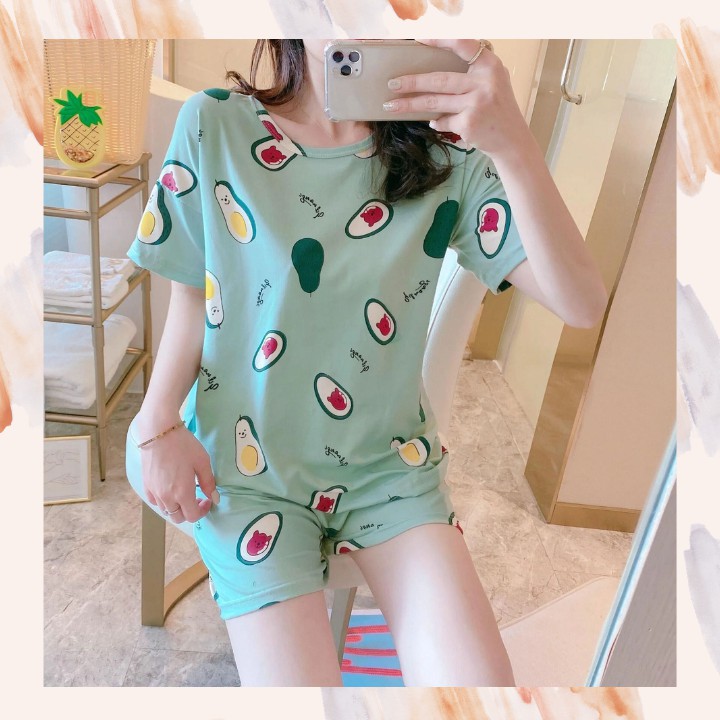 Đồ bộ nữ cộc tay bigsize mặc nhà TOZZO mùa hè quần đùi thun cotton cute dễ thương phong cách hàn quốc 40-70Kg BC1