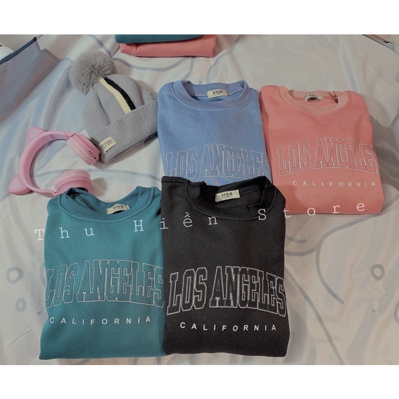 Áo Sweater nỉ trần bông in chữ LOS dáng thụng (KÈM ẢNH THẬT)