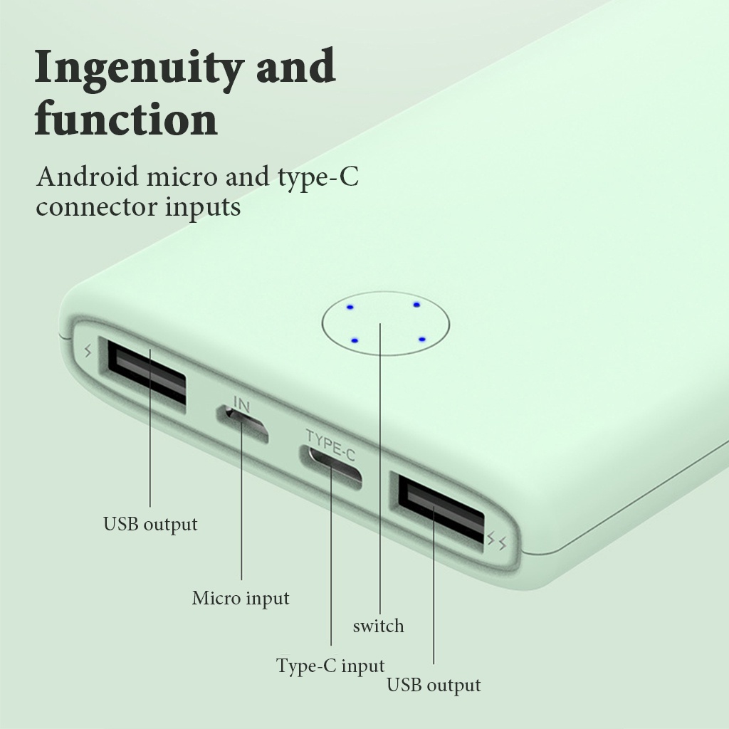 Sạc dự phòng 10000mAh Delabo àn hình kỹ thuật số di động siêu mỏng Đầu vào kép Đầu ra kép Ngân hàng điện cổ điển Power Bank