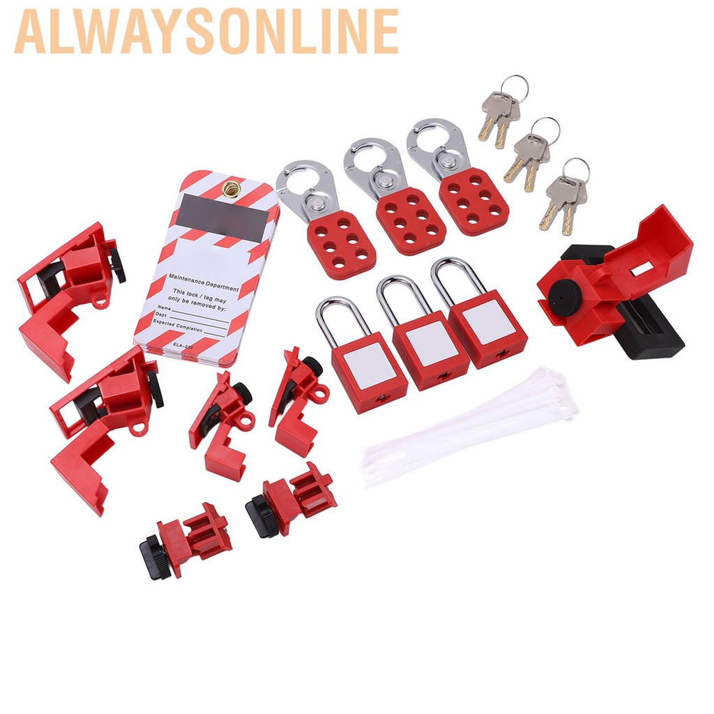 Alwaysonline Electrical Lockout Tagout Kit Loto Tag Hasp Padlock Breaker Lock Out Device Storage Bag for Industrial Use