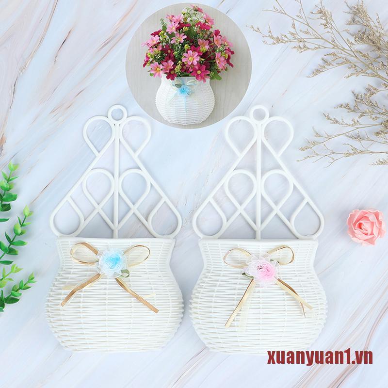 XUAN Hanging flower basket Garden Handmade DIY Vase Artificial Rattan Home Deco