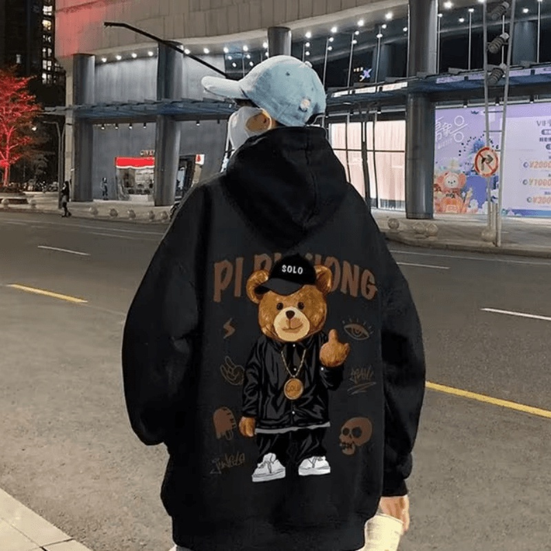Áo hoodie Thể Thao Dáng Rộng In Họa Tiết Hoạt Hình Phong Cách Hip Hop Đường Phố Nhật Bản Cho Nam