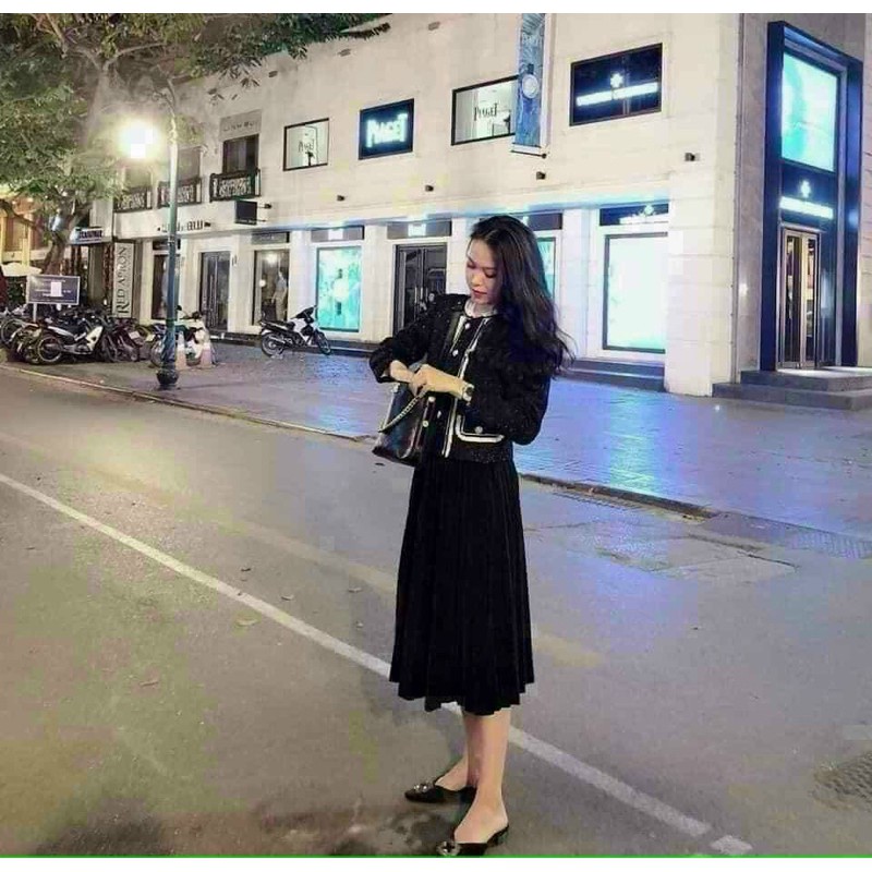 Chân váy xếp li midi