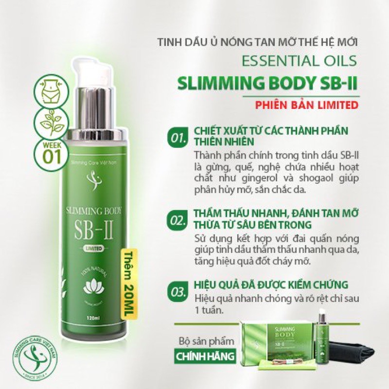 Tinh Dầu Ủ Nóng Tan Mỡ Bụng Slimming Body SB-II, Tan Mỡ Bụng, Tay, Chân, Đùi [ CHÍNH - HÃNG ]