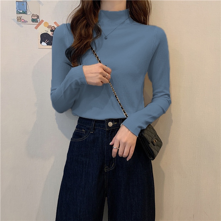 NRVP Áo thun tay dài cổ cao phong cách Hàn Quốc 2021 cho nữ