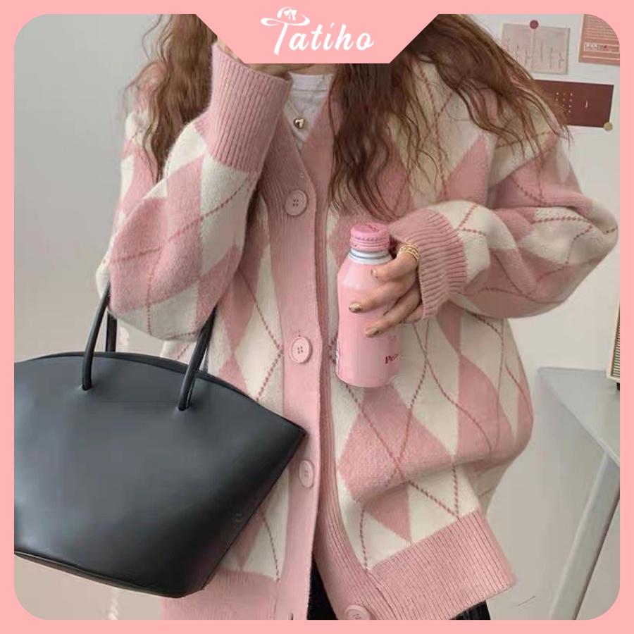 [Hàng Xịn, Giá Tốt] Áo Khoác Len ( Áo Khoác Cardigan) Phong Cách Thời Trang Thu Đông Họa Tiết Kim Cương - Mã AK012