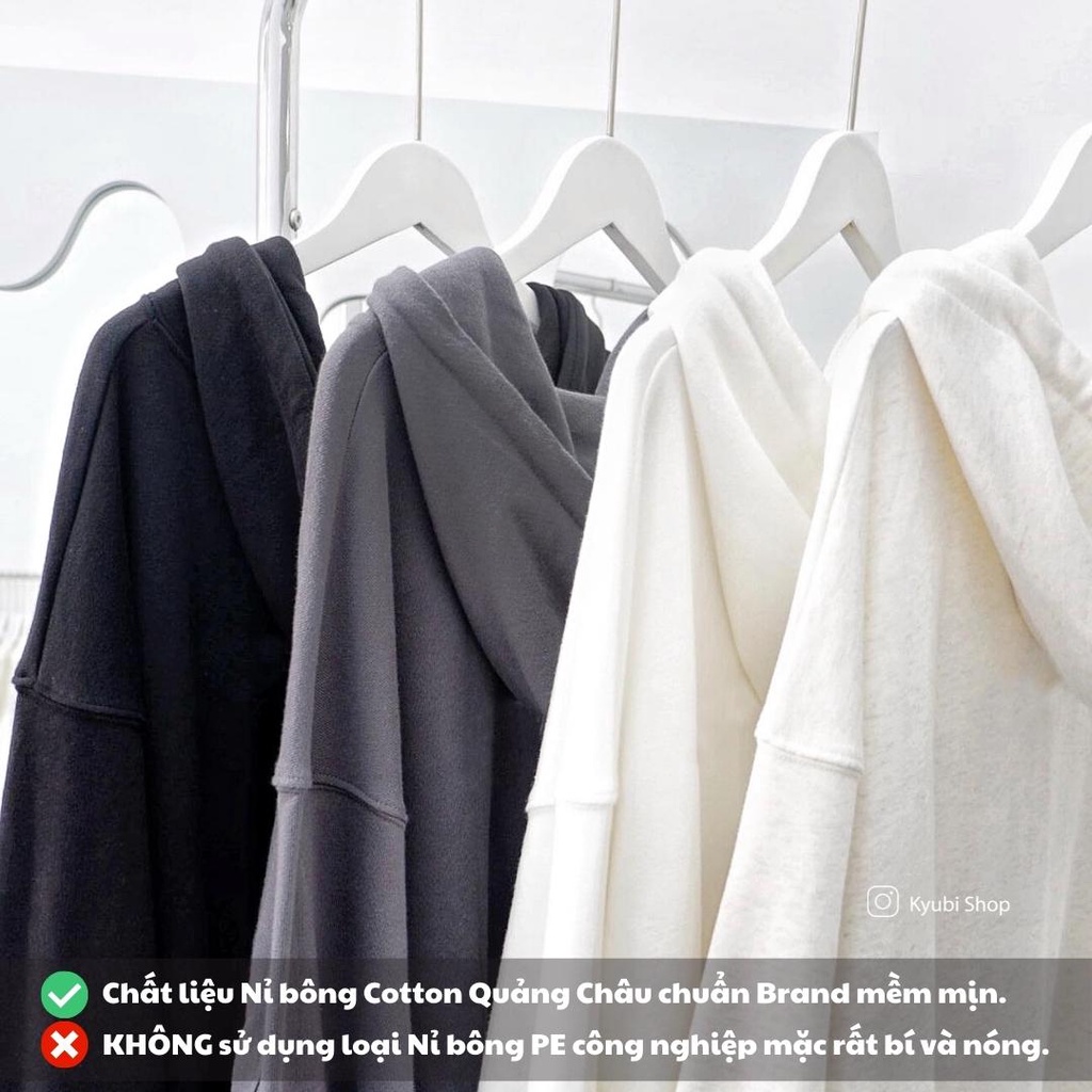 Áo khoác nỉ dây kéo form rộng hàn quốc Hoodie Zip (video ảnh thật/sẵn ) - Kyubi AK09 Xám