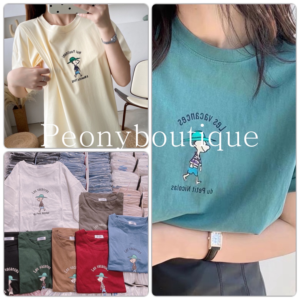 Áo Thun 3158 Les Tay Lỡ PEONYB Nữ [FREESHIP]  Phông form rộng oversize in hình vintage, pull cá tính đẹp Ulzzang