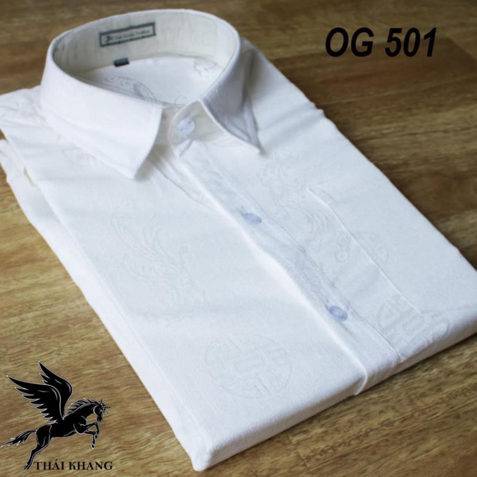 Áo sơ mi nam trung niên vải đũi mềm mát hoạ tiết chìm may bởi xưởng Thái Khang | BigBuy360 - bigbuy360.vn