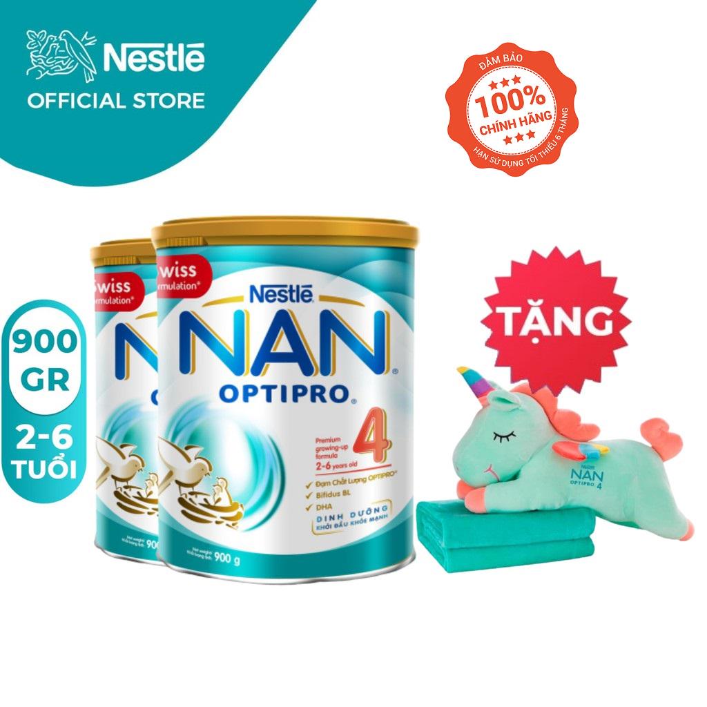 [Mã NESCCB04 hoàn 10% xu đơn 500000][Tặng 1 bộ gối mền kỳ lân 1 sừng]Combo 2 Lon Sữa Bột Nestle NANOptipro 4(900g/hộp)&lt;br&gt;