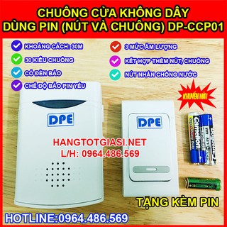 Chuông cửa không dây dùng pin DPE DP-CCP01 chống nước, khoảng cách xa
