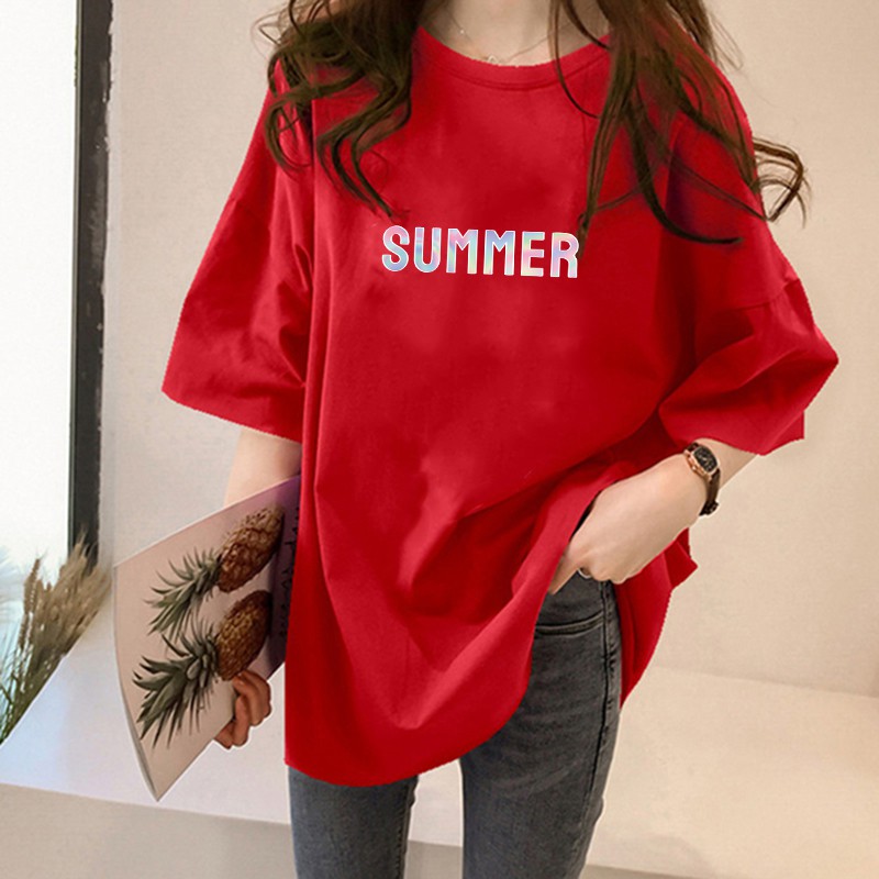 NRVP Áo thun ngắn tay dáng rộng phong cách Hàn Quốc thời trang mùa hè 2021 cho nữ